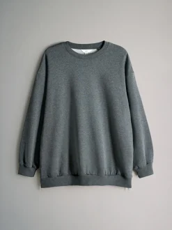 The Set 2 Pack Longline Crew Neck Sweatshirt Charcoal Marl/Cream New