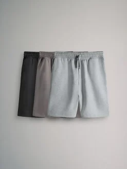 The Set 3 Pack Relaxed Fit Sweat Shorts Black/Grey Hot