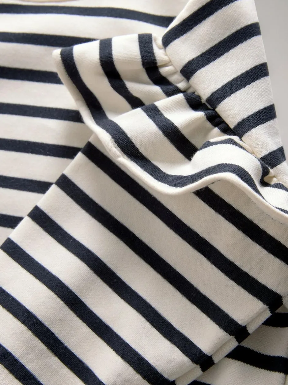 The Set 3 Pack Relaxed Frill Sleeve Sweatshirts Brown/Cream/Stripe