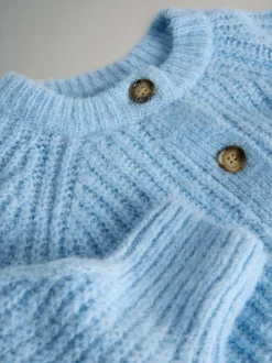 The Set 2 Pack Ribbed Chunky Knitted Cardigans Grey Marl/Light Blue Discount