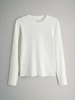 The Set 5 Pack Ribbed Long Sleeve T-Shirts Brown/Pink/White/Stripe Sale
