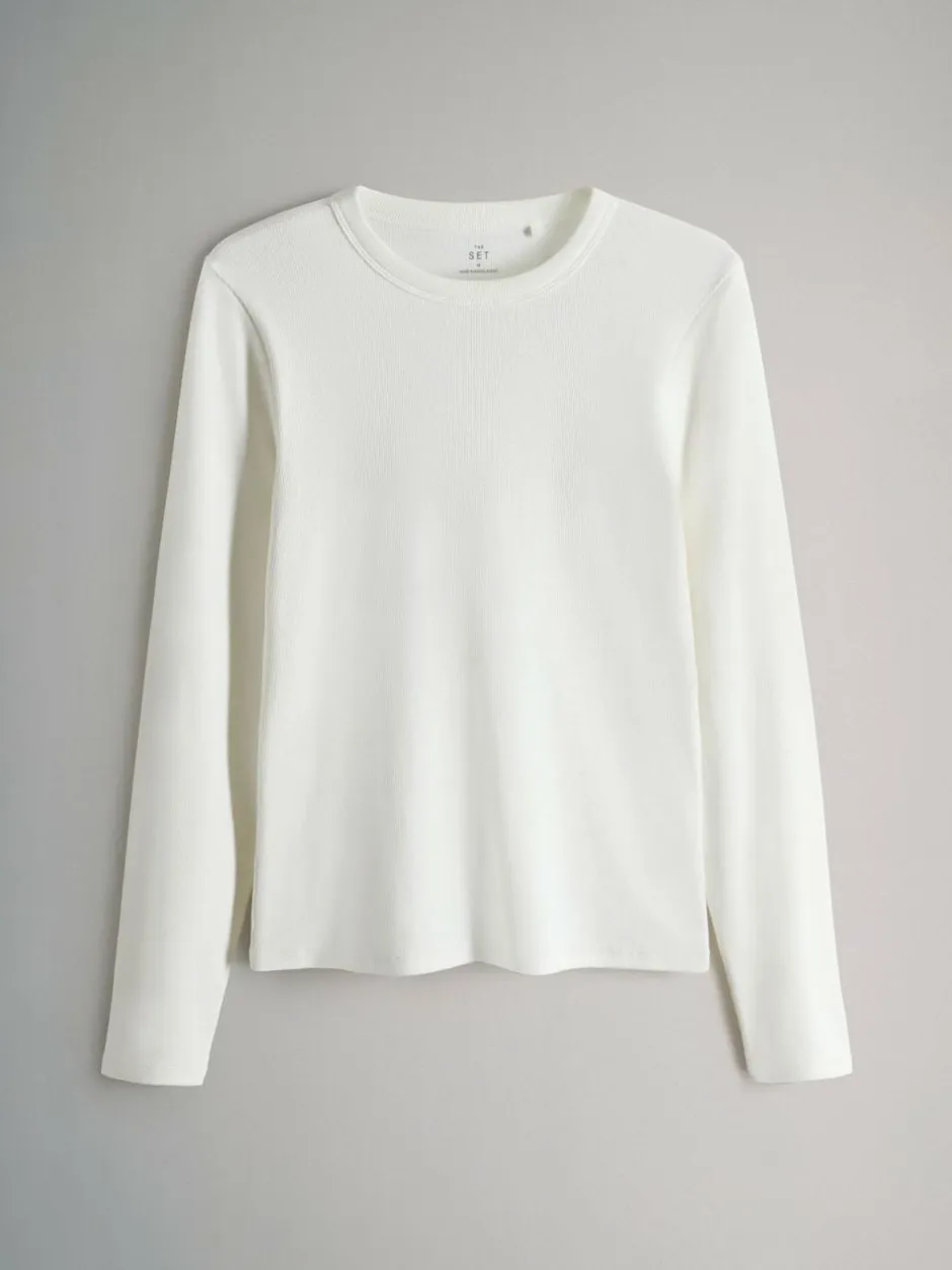 The Set 5 Pack Ribbed Long Sleeve T-Shirts Brown/Pink/White/Stripe Sale