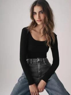 The Set 3 Pack Ribbed Long Sleeve Bodysuits Grey/Black/White Clearance