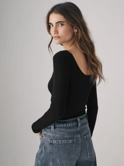 The Set 3 Pack Ribbed Long Sleeve Bodysuits Grey/Black/White Clearance