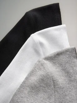 The Set 3 Pack Ribbed Long Sleeve Bodysuits Black/Grey/White Online
