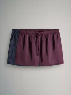 The Set 2 Pack Satin Pyjamas Shorts Burgundy/Navy Polka Dot Online