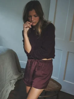The Set 2 Pack Satin Pyjamas Shorts Burgundy/Navy Polka Dot Online