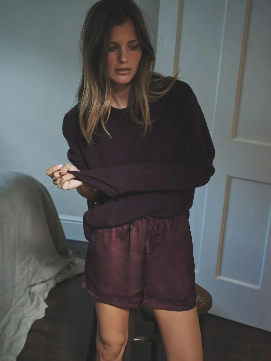 The Set 2 Pack Satin Pyjamas Shorts Burgundy/Navy Polka Dot Online