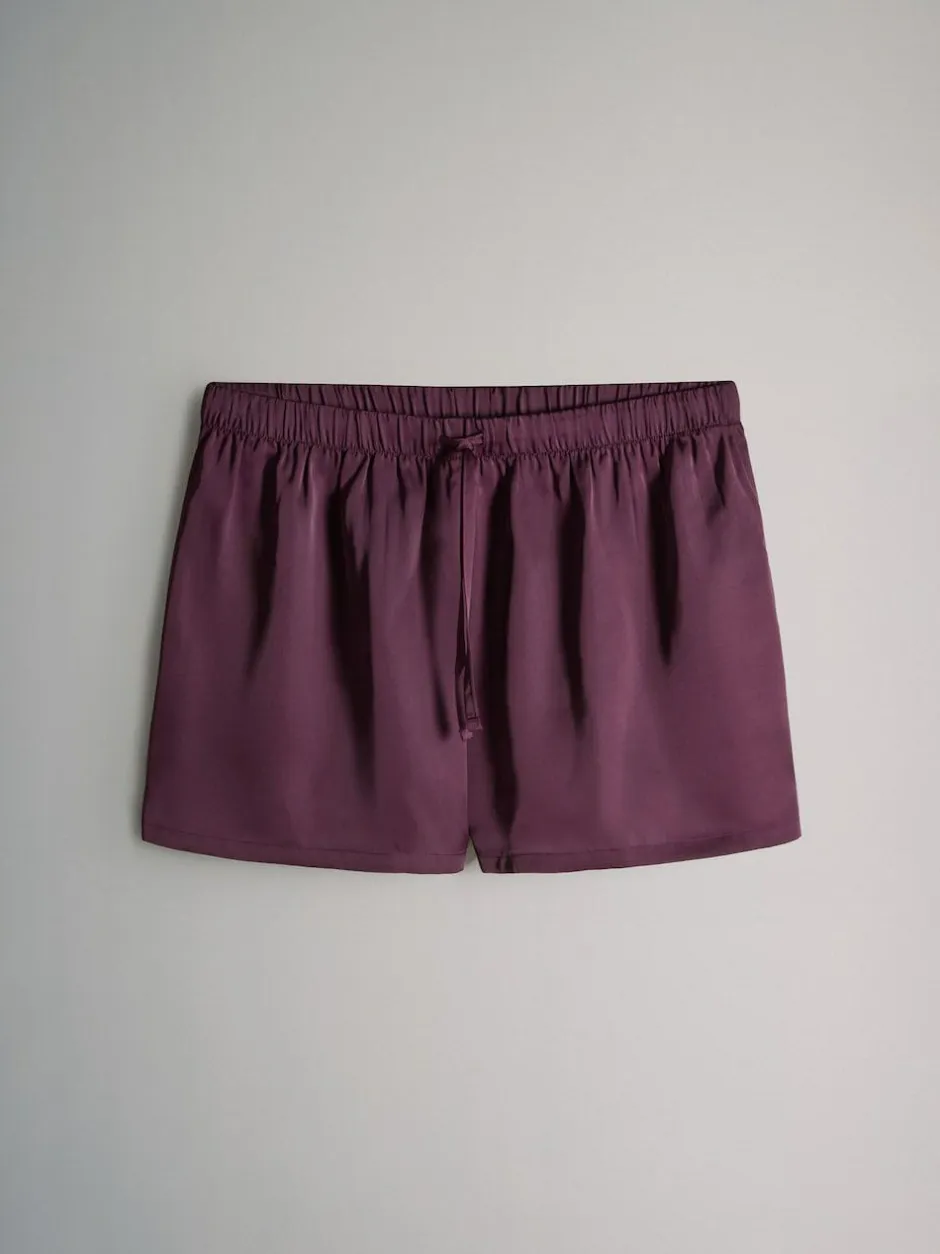 The Set 2 Pack Satin Pyjamas Shorts Burgundy/Navy Polka Dot Online