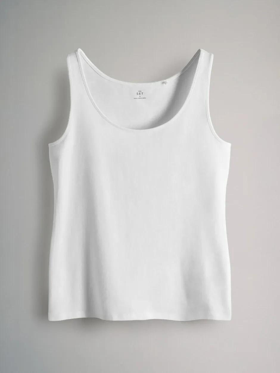 The Set 7 Pack Scoop Neck Vests Black/White/Brown/Light Brown/Cream/White Best