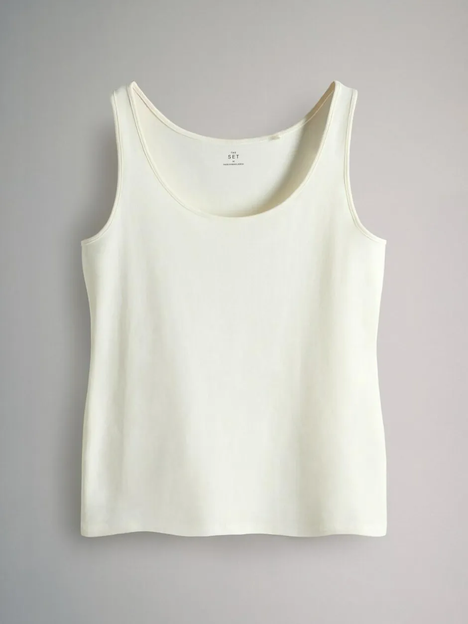 The Set 7 Pack Scoop Neck Vests Black/White/Brown/Light Brown/Cream/White Best