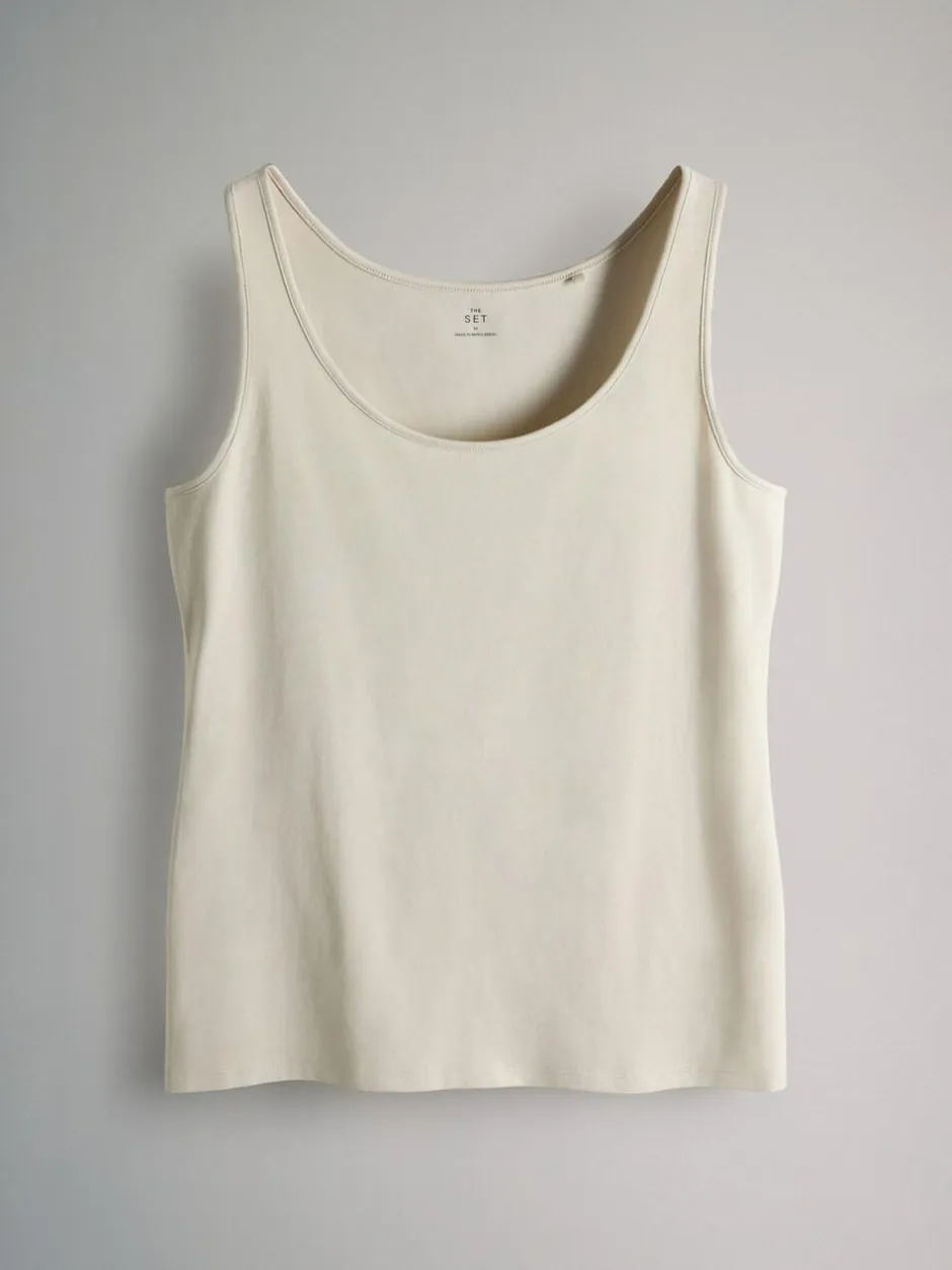 The Set 7 Pack Scoop Neck Vests Black/White/Brown/Light Brown/Cream/White Best