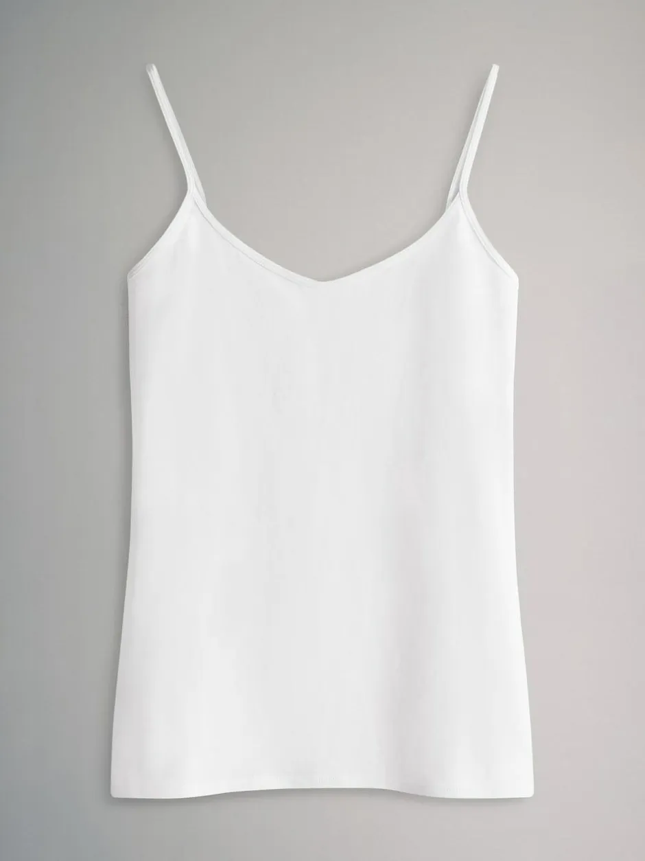 The Set 7 Pack Thin Strap Vest Tops Chocolate Brown/Cream/White/Blues Sale