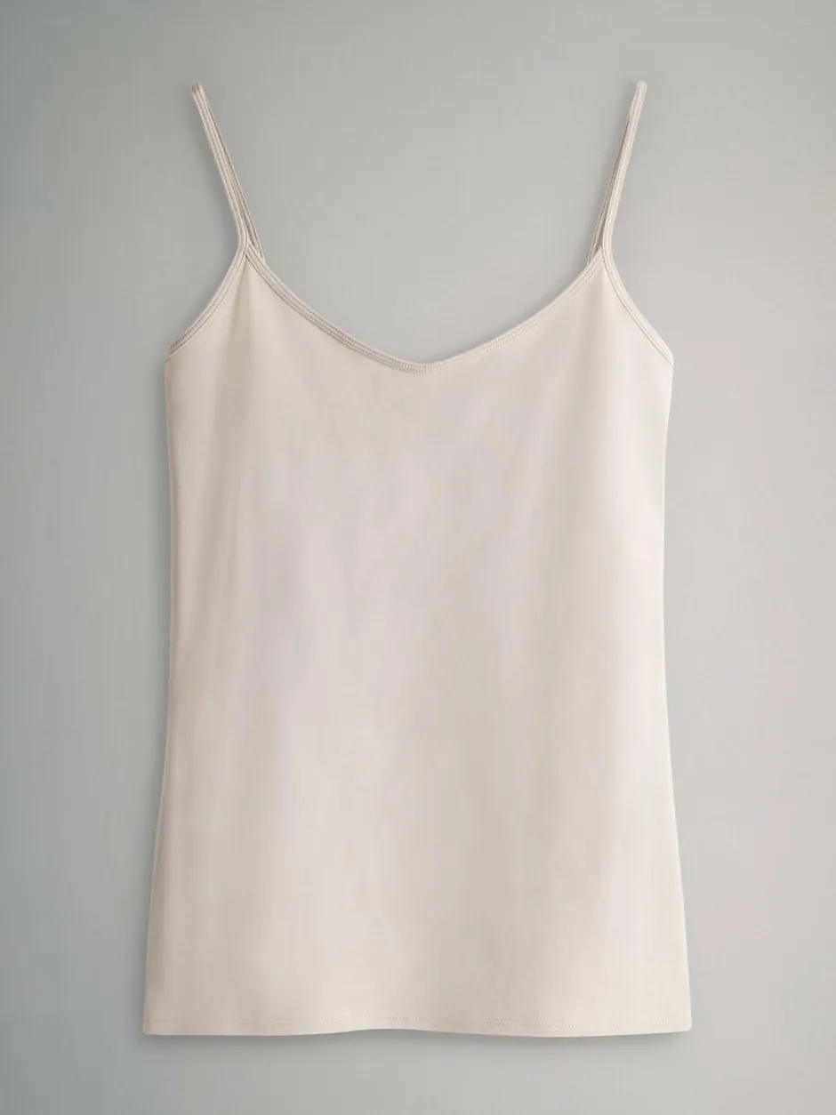 The Set 7 Pack Thin Strap Vest Tops Chocolate Brown/Cream/White/Blues Sale
