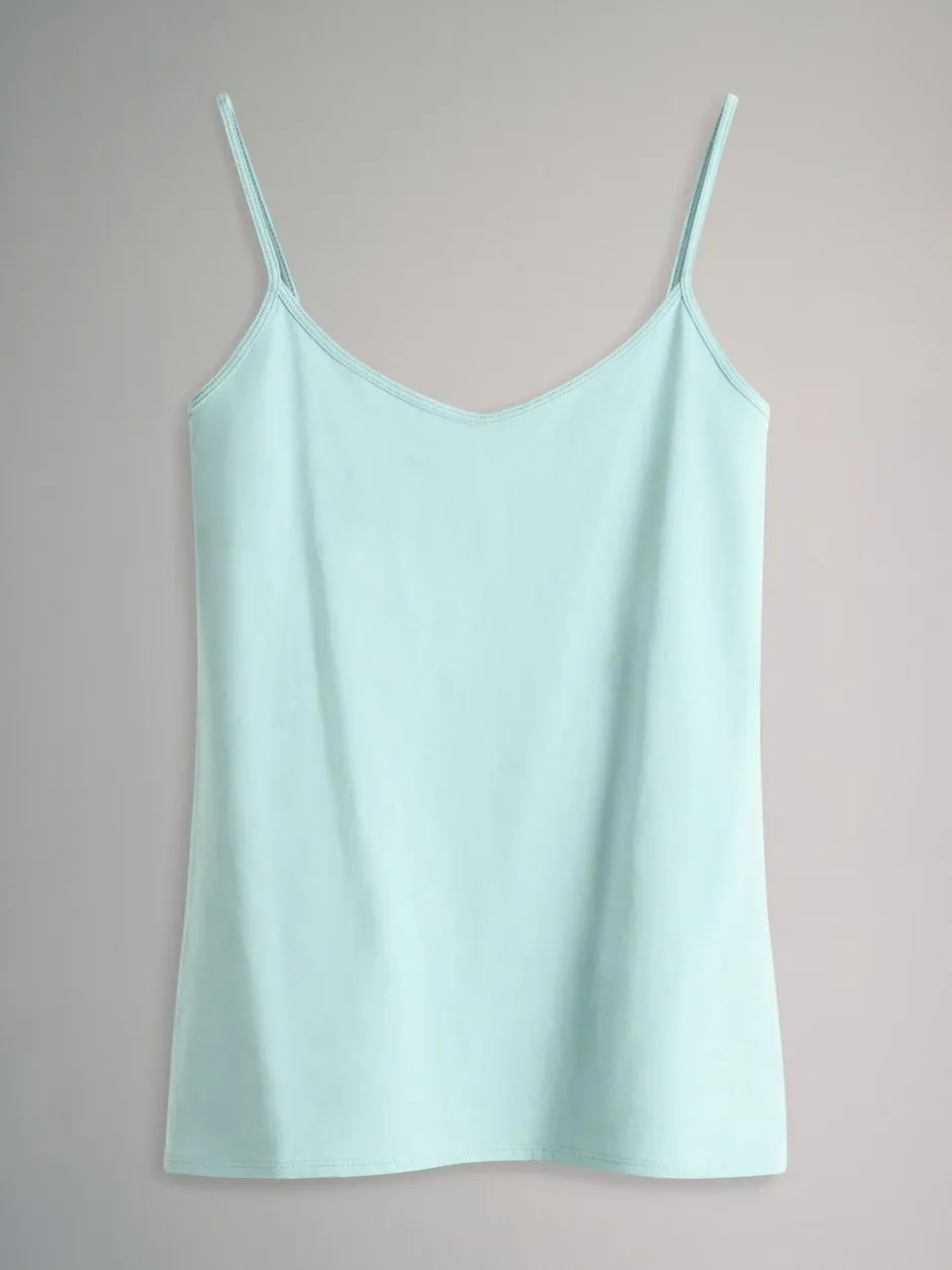 The Set 7 Pack Thin Strap Vest Tops Chocolate Brown/Cream/White/Blues Sale