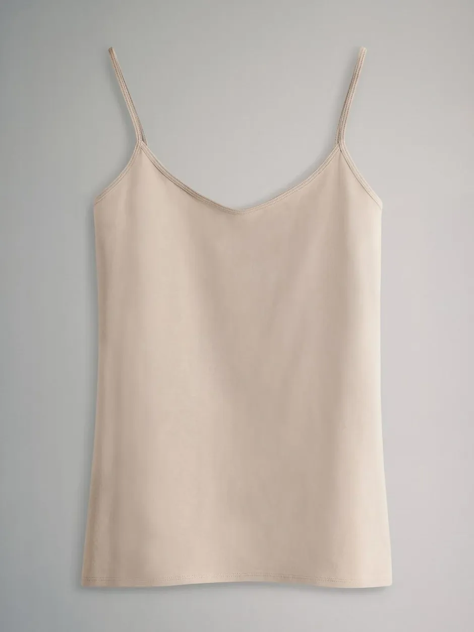The Set 7 Pack Thin Strap Vest Tops Chocolate Brown/Cream/White/Blues Sale