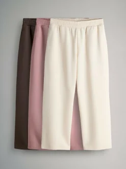 The Set 3 Pack Wide Leg Joggers Chocolate Brown/Pink/Cream Online