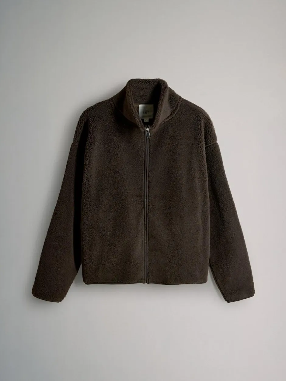 The Set 2 Pack Zip Through Borg Fleeces Chocolate Brown/Cream Online