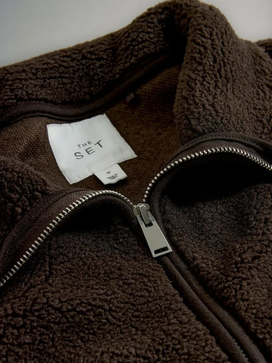 The Set 2 Pack Zip Through Borg Fleeces Chocolate Brown/Cream Online