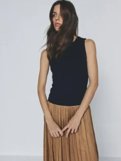 The Set Jersey Satin Mix Dress Brown Discount