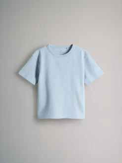 The Set 4 Pack Short Sleeve Waffle T-Shirts Navy Blue/Grey Marl/Blue New
