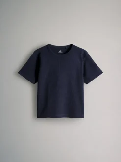 The Set 4 Pack Short Sleeve Waffle T-Shirts Navy Blue/Grey Marl/Blue New
