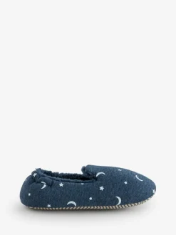 The White Company Blue Glow In The Dark Moon And Star Slippers New