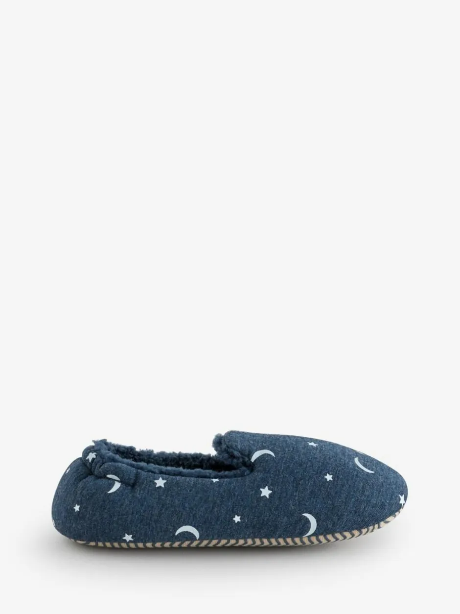 The White Company Blue Glow In The Dark Moon And Star Slippers New