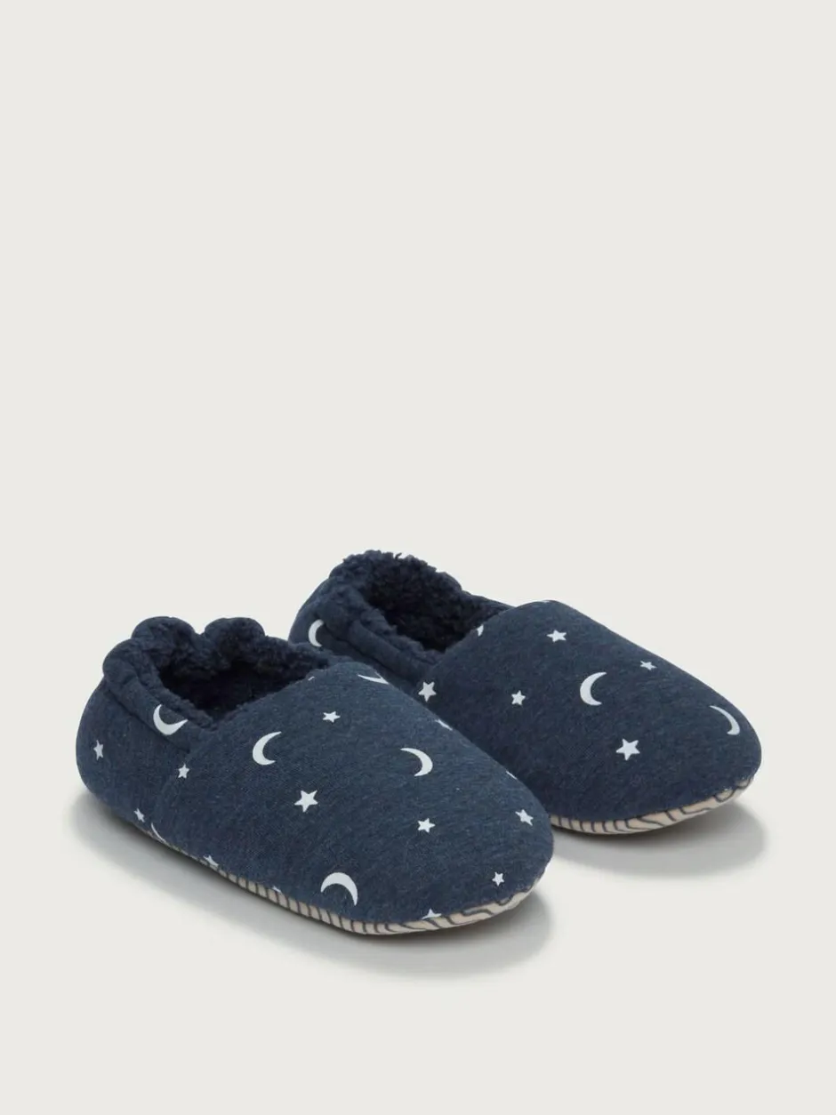The White Company Blue Glow In The Dark Moon And Star Slippers New
