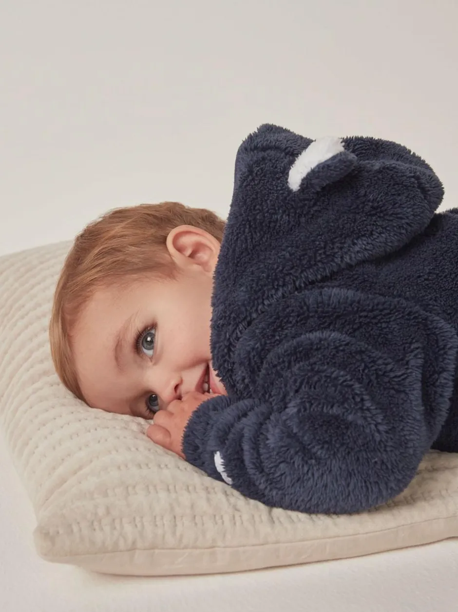 The White Company Blue Navy Fleece Romper Discount