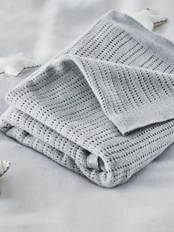 The White Company Cellular Satin Winter Blanket Grey Hot