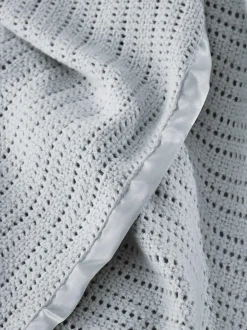 The White Company Cellular Satin Winter Blanket Grey Hot