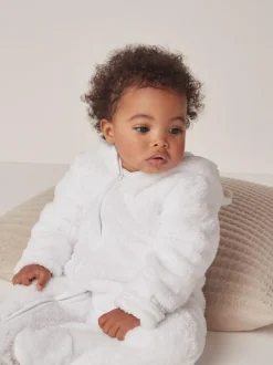 The White Company Pebble Fleece Romper White Online