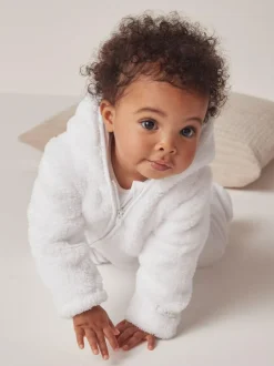 The White Company Pebble Fleece Romper White Online