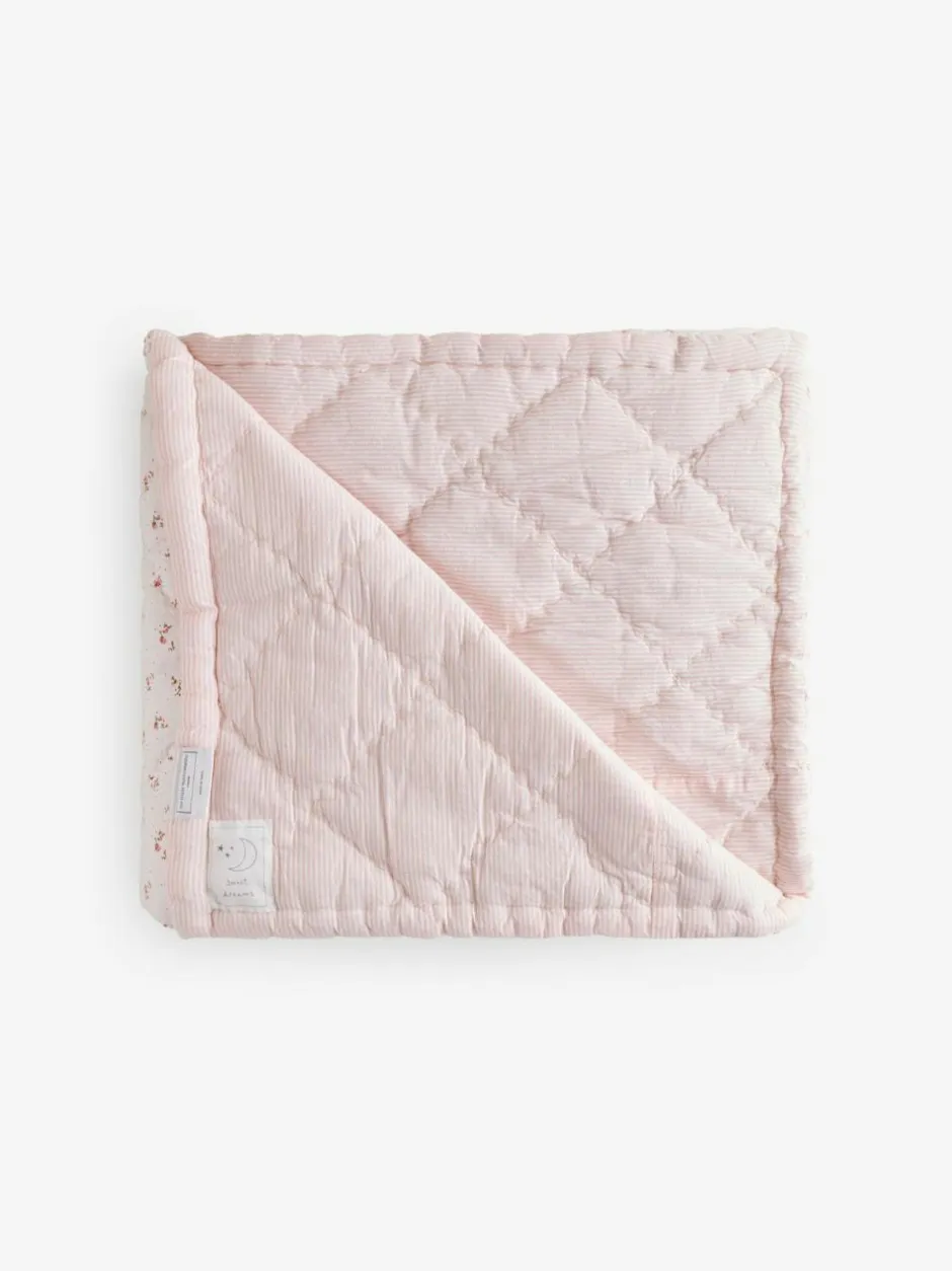 The White Company White Single Reversible Floral Quilt Blanket Clearance