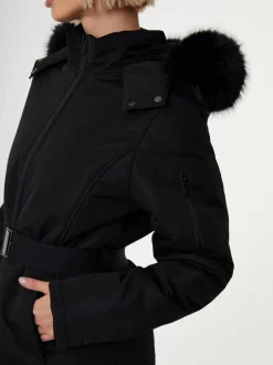 Threadbare Belted Padded Ski Jacket Black Online
