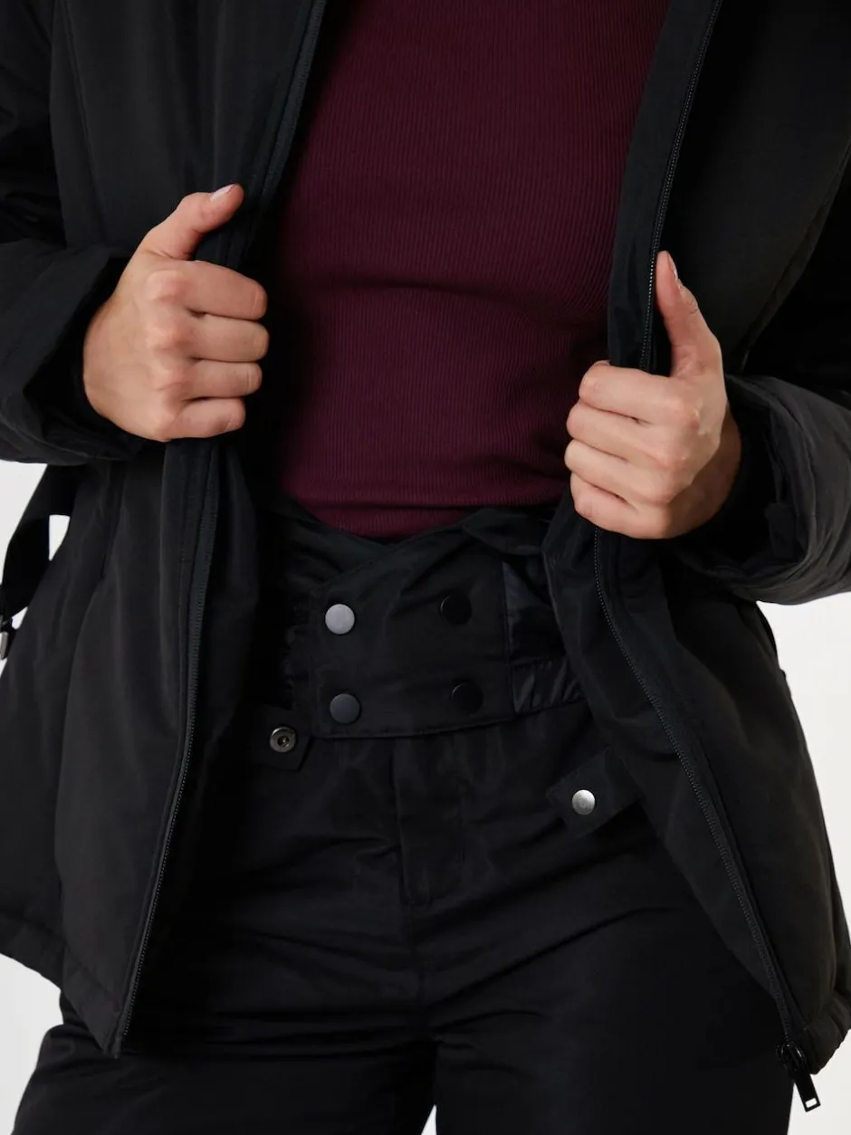 Threadbare Belted Padded Ski Jacket Black Online