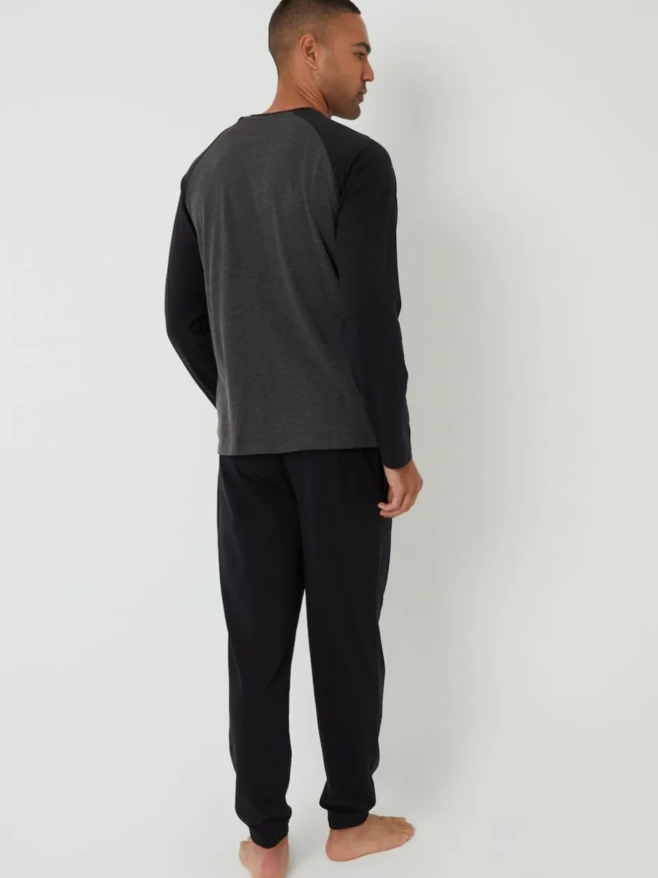 Threadbare Black Blend Long Sleeve Pyjamas Set Outlet