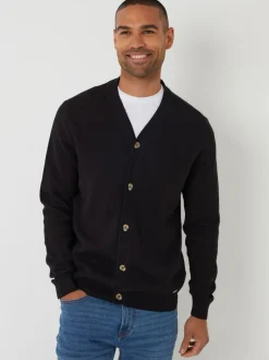Threadbare Cotton Blend Knitted Cardigan Black Sale