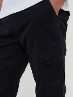 Threadbare Cotton Jogger Style Cargo Trousers With Stretch Black Outlet