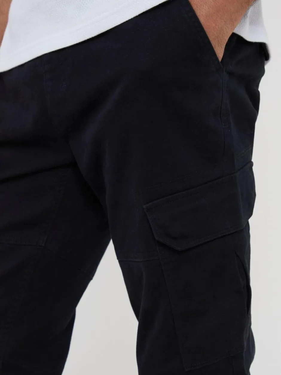 Threadbare Cotton Jogger Style Cargo Trousers With Stretch Black Outlet