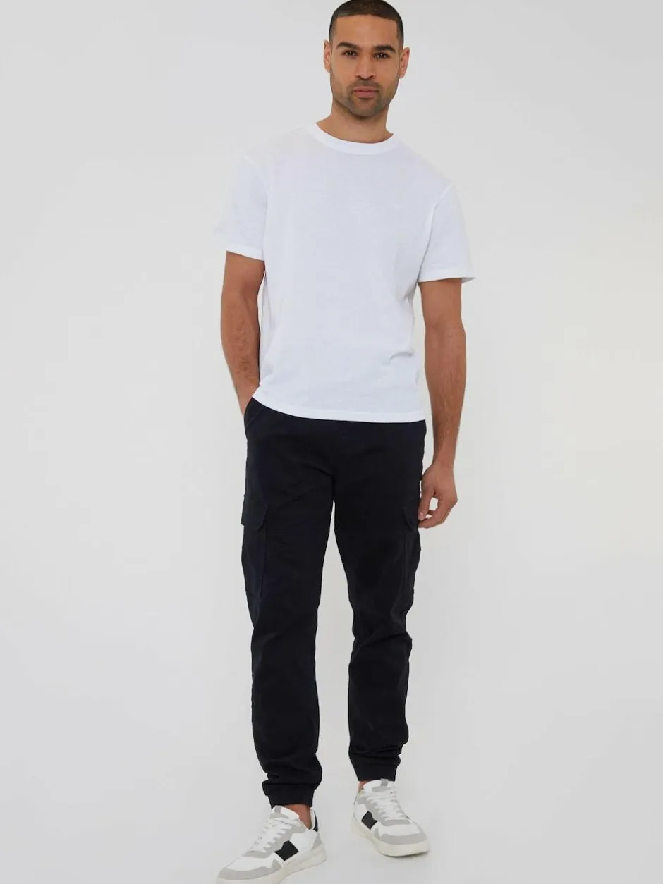 Threadbare Cotton Jogger Style Cargo Trousers With Stretch Black Outlet