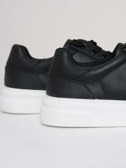 Threadbare Black Court Trainers Outlet