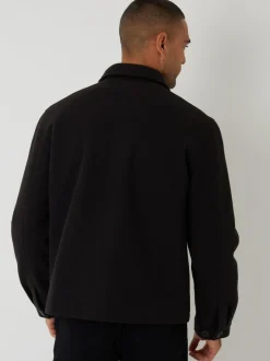 Threadbare Faux Wool Button Up Quilted Shacket Black Clearance