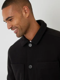 Threadbare Faux Wool Button Up Quilted Shacket Black Clearance