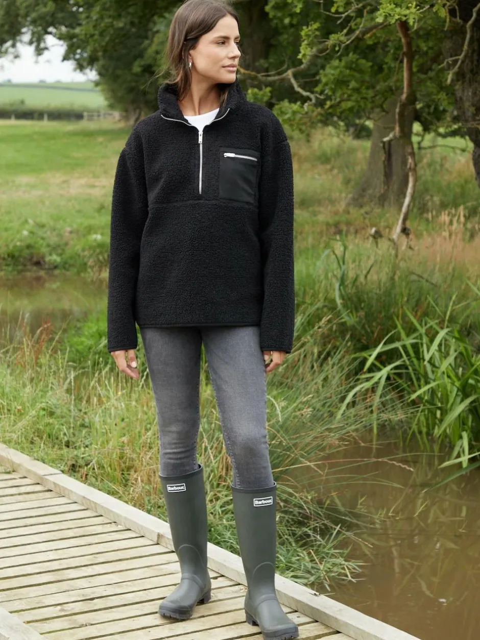 Threadbare Black Half Zip Borg Fleece New