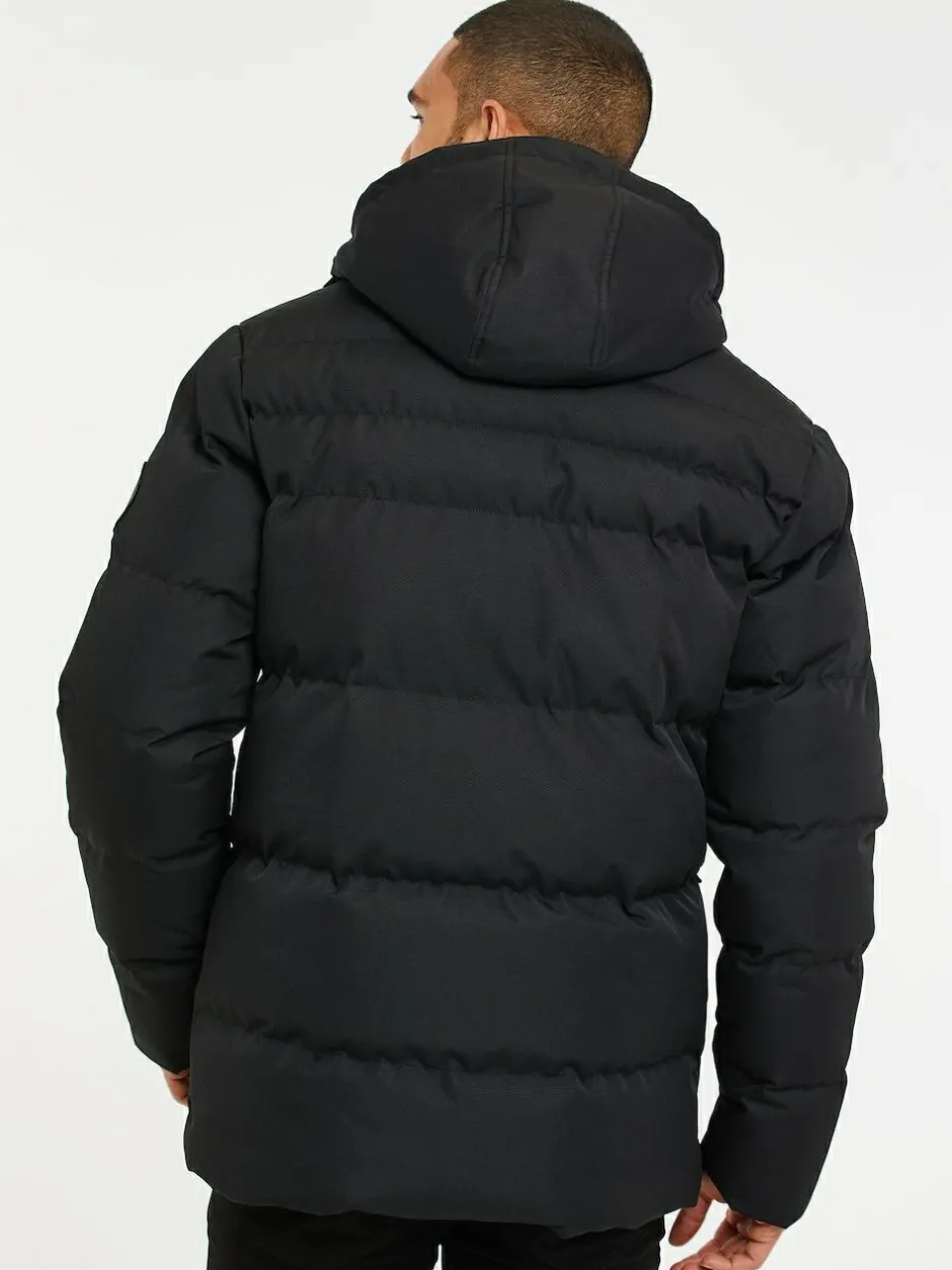 Threadbare Hooded Showerproof Puffer Coat Black Best