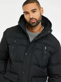 Threadbare Hooded Showerproof Puffer Coat Black Best