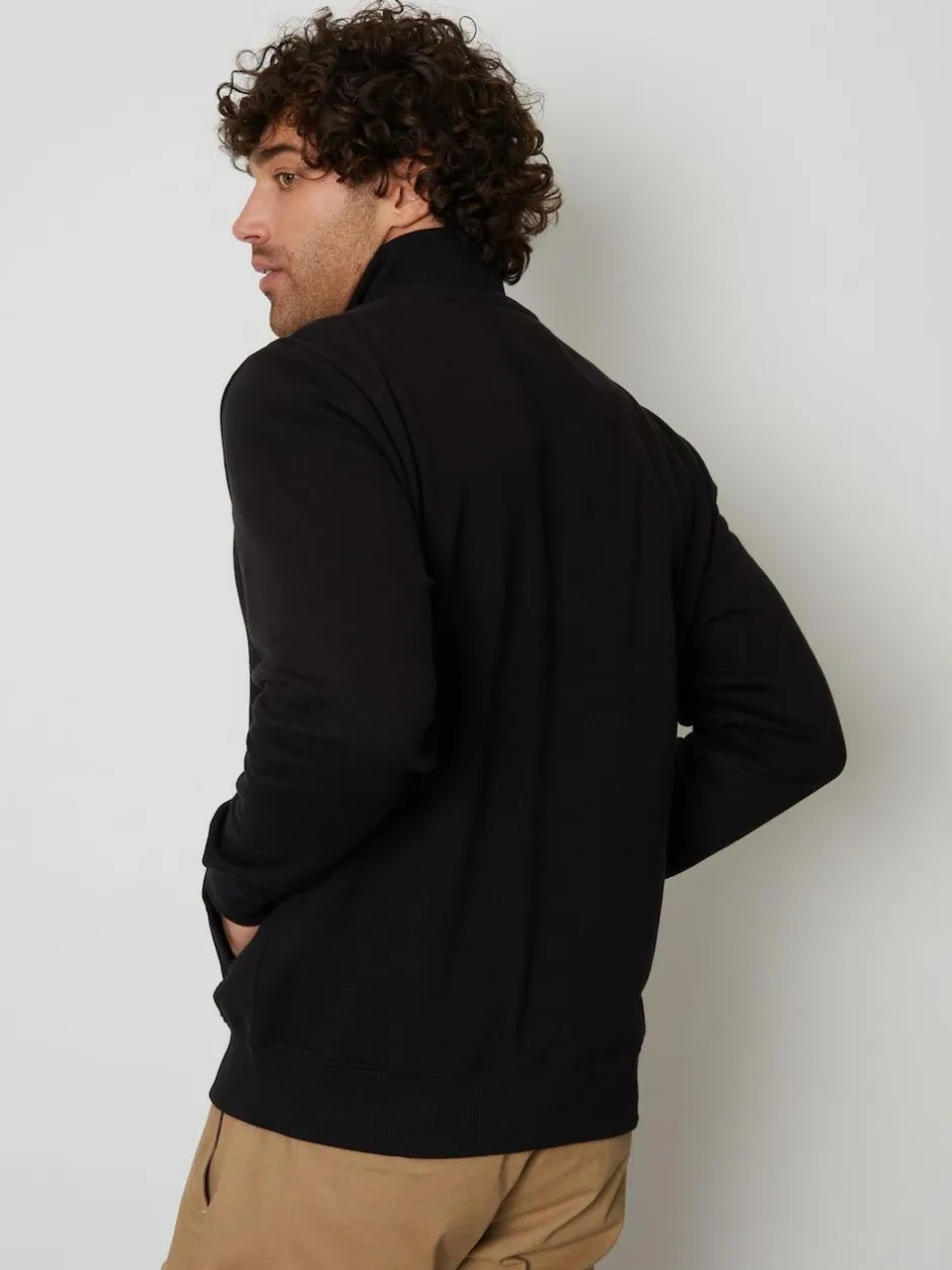 Threadbare Black Quarter Zip Neck Sweatshirt Clearance