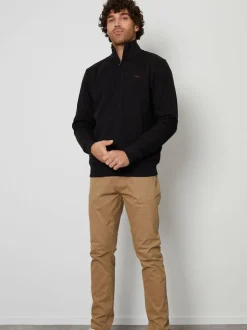Threadbare Black Quarter Zip Neck Sweatshirt Clearance